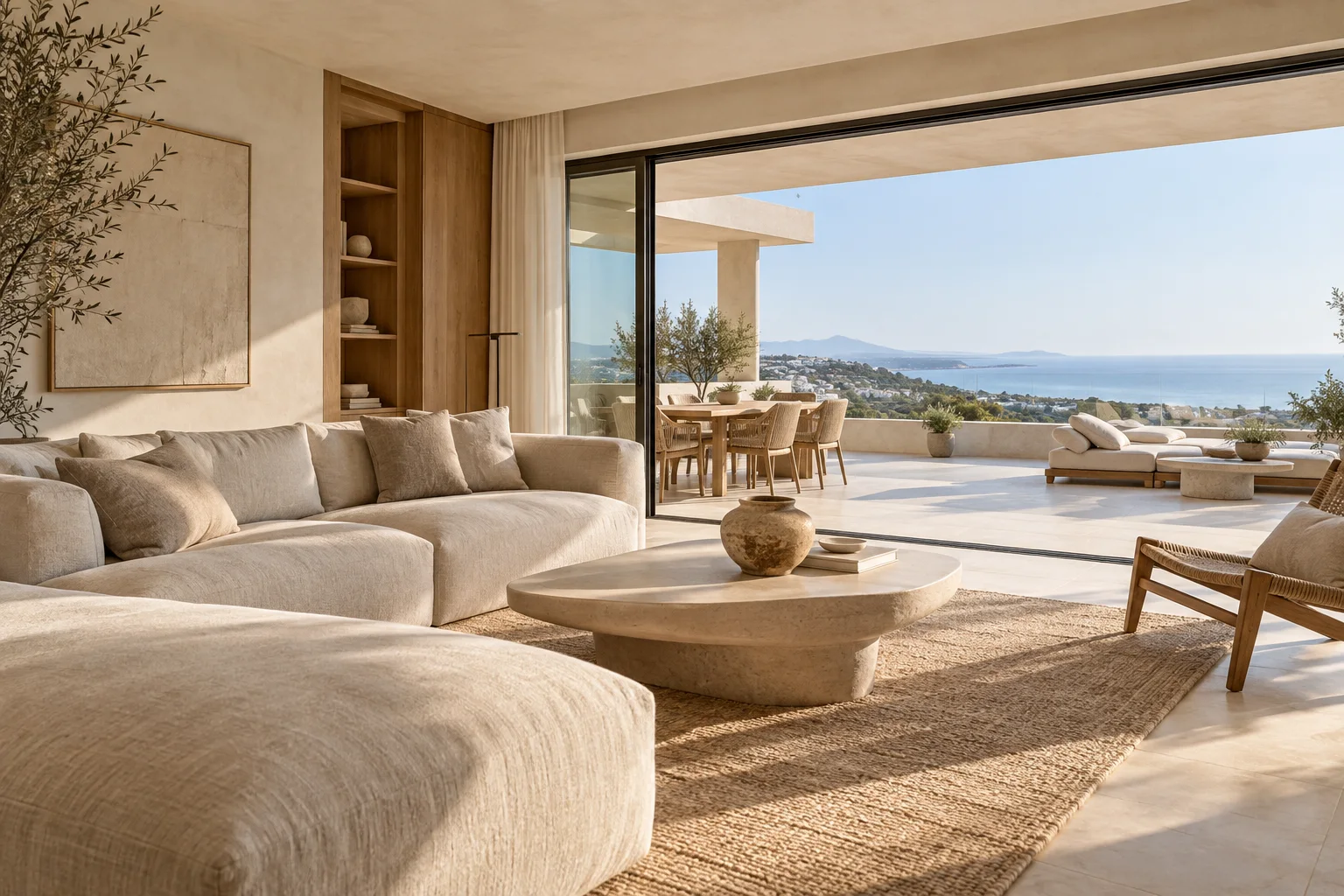 Airy sea-view penthouse interior